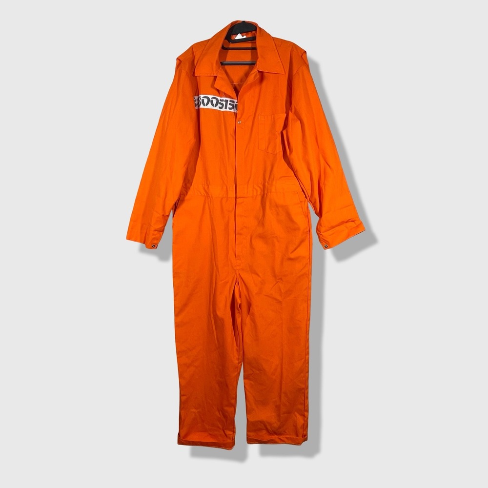 Vintage Jumpsuit Mens 42 Orange Prison Costume Cosplay Workwear Utilitarian